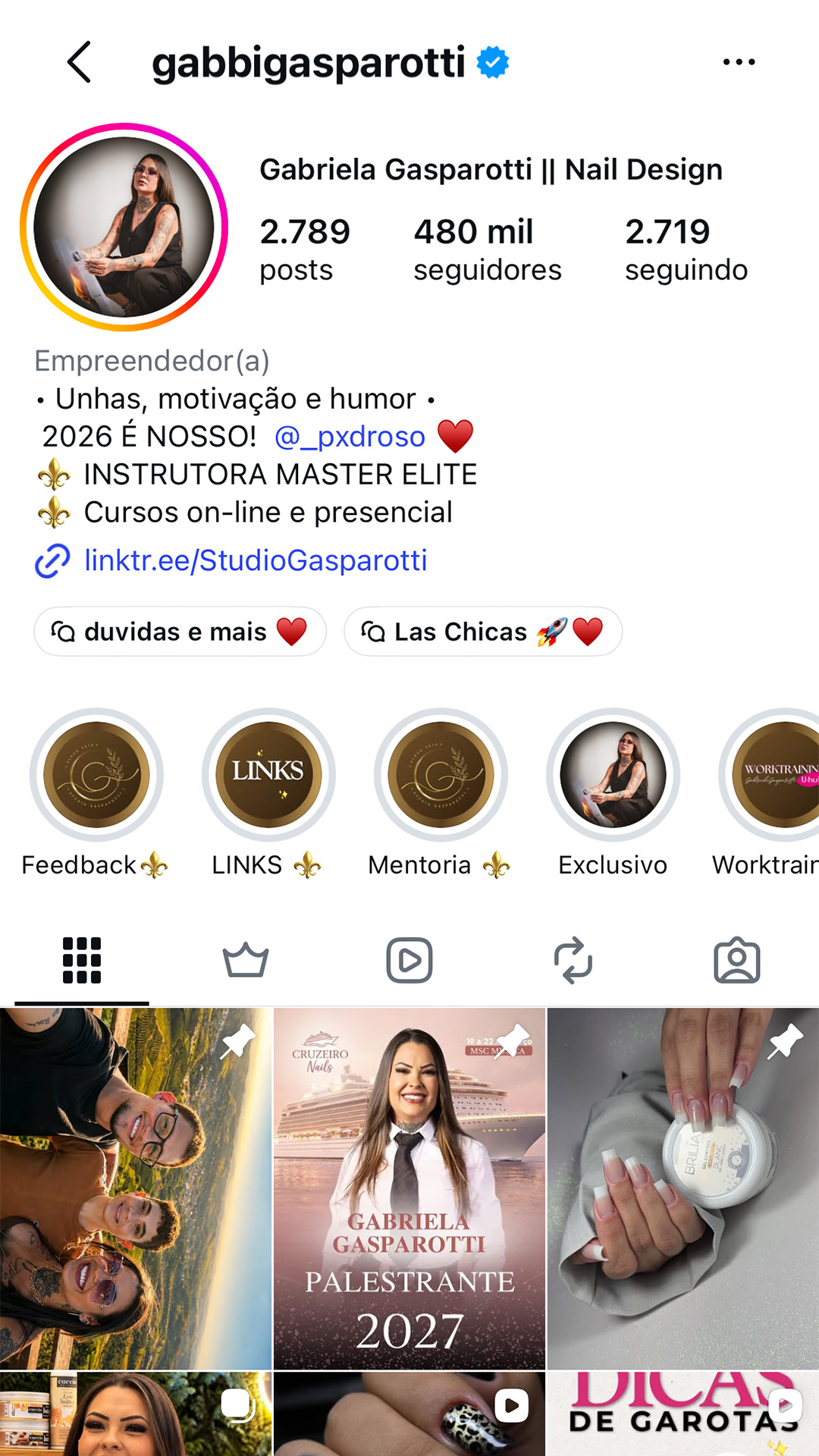Perfil de Gabi Gasparotti no Instagram